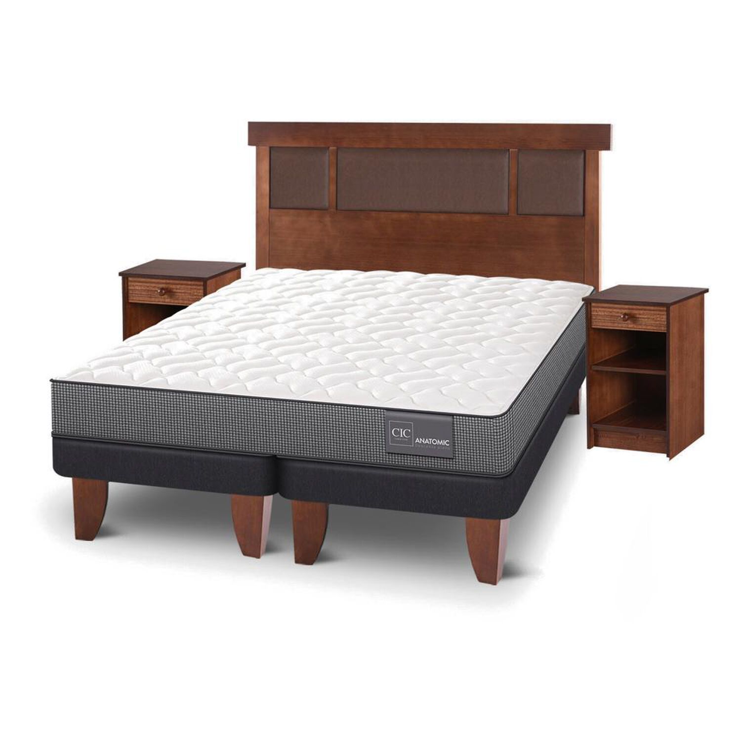 Cama Europea Cic Anatomic / 2 Plazas / Base Dividida + Set De Maderas image number 2.0