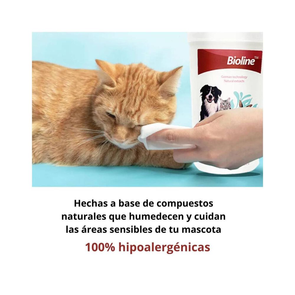 Toallitas Humedas Limpieza Mascotas Perros Gatos 30u Bioline image number 1.0