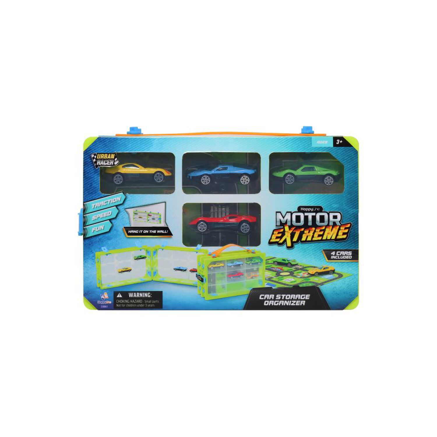Caja De Almacenamiento Con 4 Autos Die Cast Y Mapa Happy Line image number 0.0