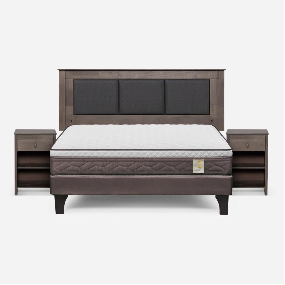 Cama Europea Rosen New Style 4 Plus / 2 Plazas / Base Normal  + Set Maderas Rachel Gris image number 0.0