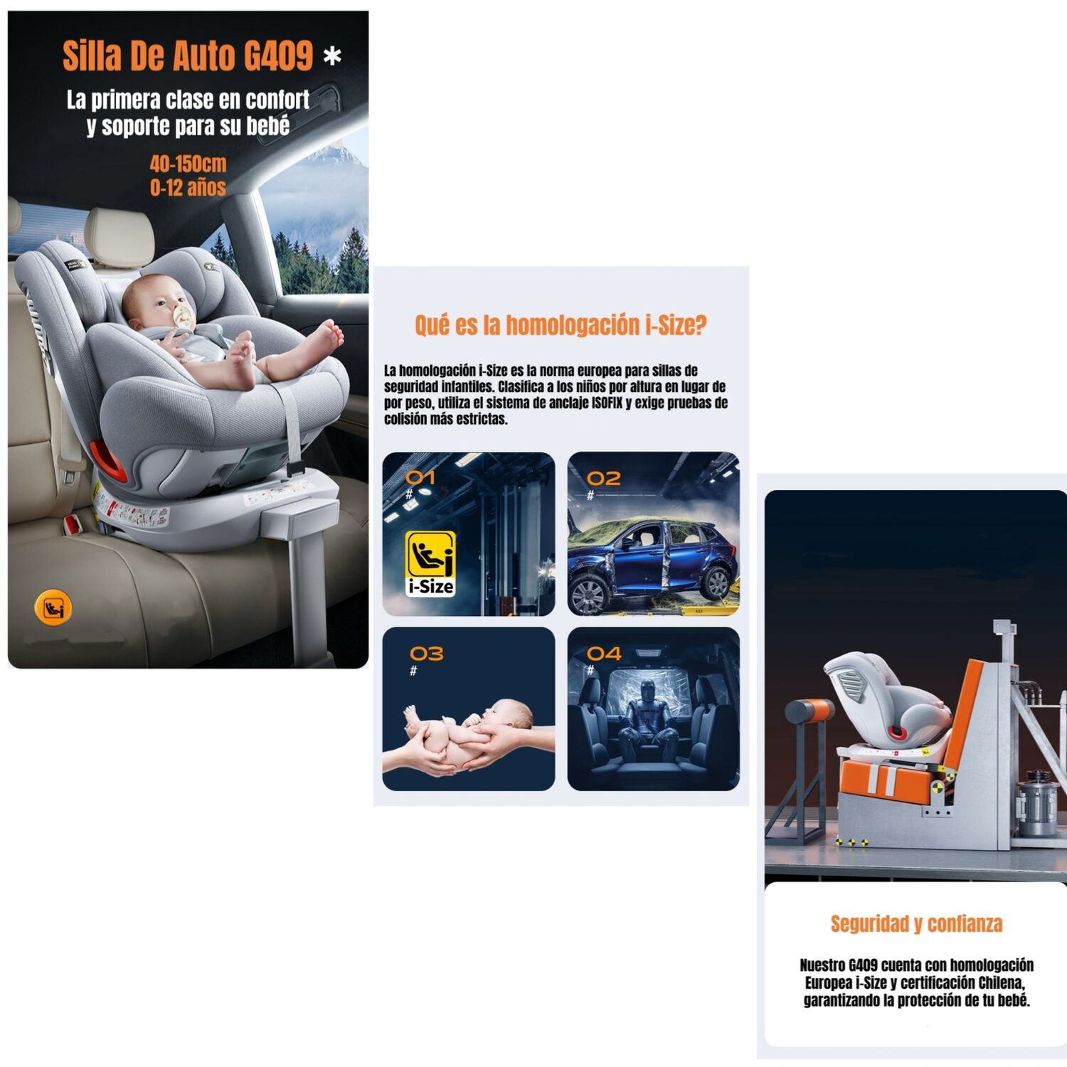 Silla De Auto Convertible 360&deg; Isofix Y Pata Apoyo Lubabycas image number 1.0