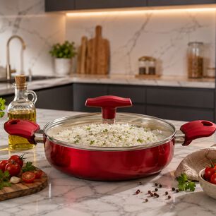 Olla Arrocera Antiadherente De Aluminio 24 Cm 2,8 Lts Con Tapa Modelo Rosso Marca Vitta