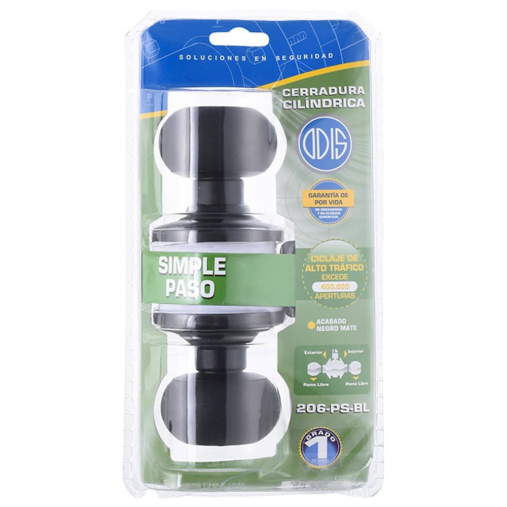 Cerradura Cil&iacute;ndrica Odis 206 Simple Paso - Negro image number 7.0