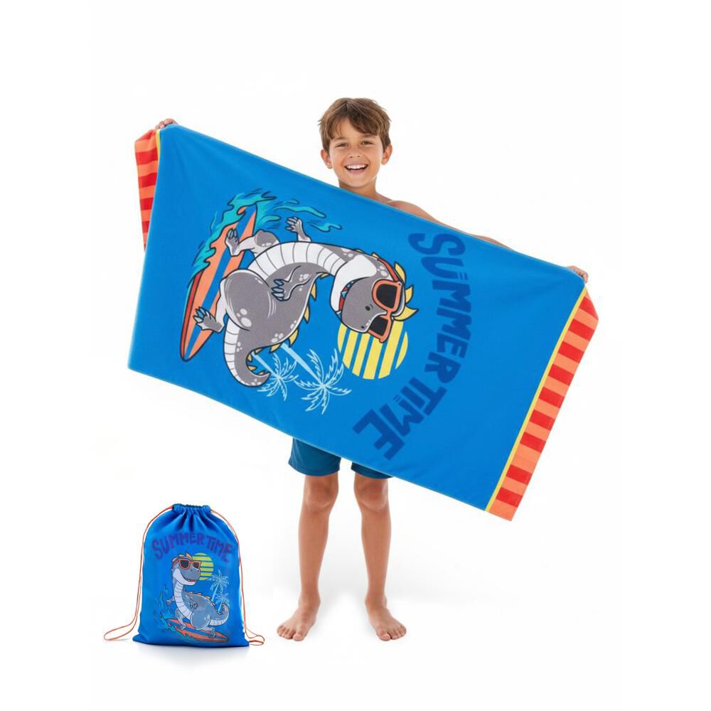 Toalla De Playa Con Bolso Casaideal Kids Dino / 70 X 140 Cm image number 0.0