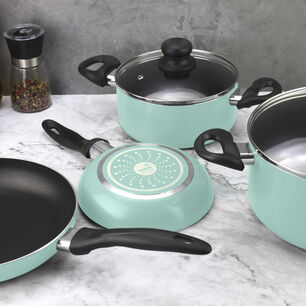 Bateria De Cocina Aluminio Gourmet Menta / 6 Piezas