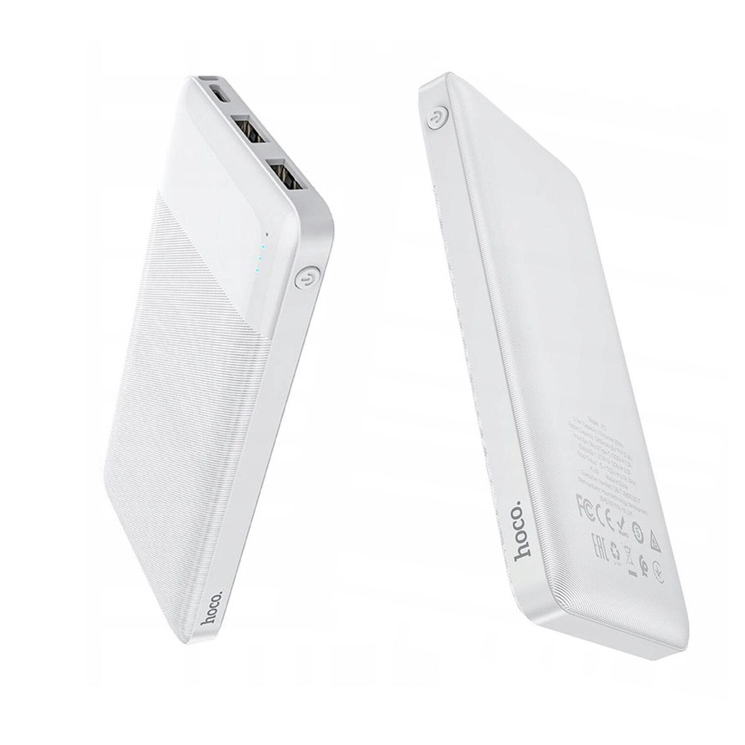 Power Bank Portatil 10000 Mah Blanco Hoco 2 Usb + Usb-c image number 2.0