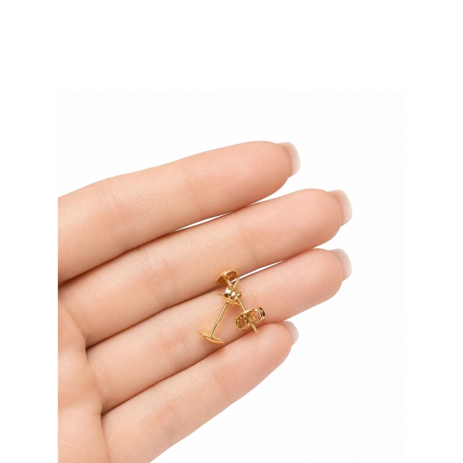 Aros Coraz&oacute;n Oro 18k 7mm No3 Atornillados 1gr Mujer Dorado image number 4.0