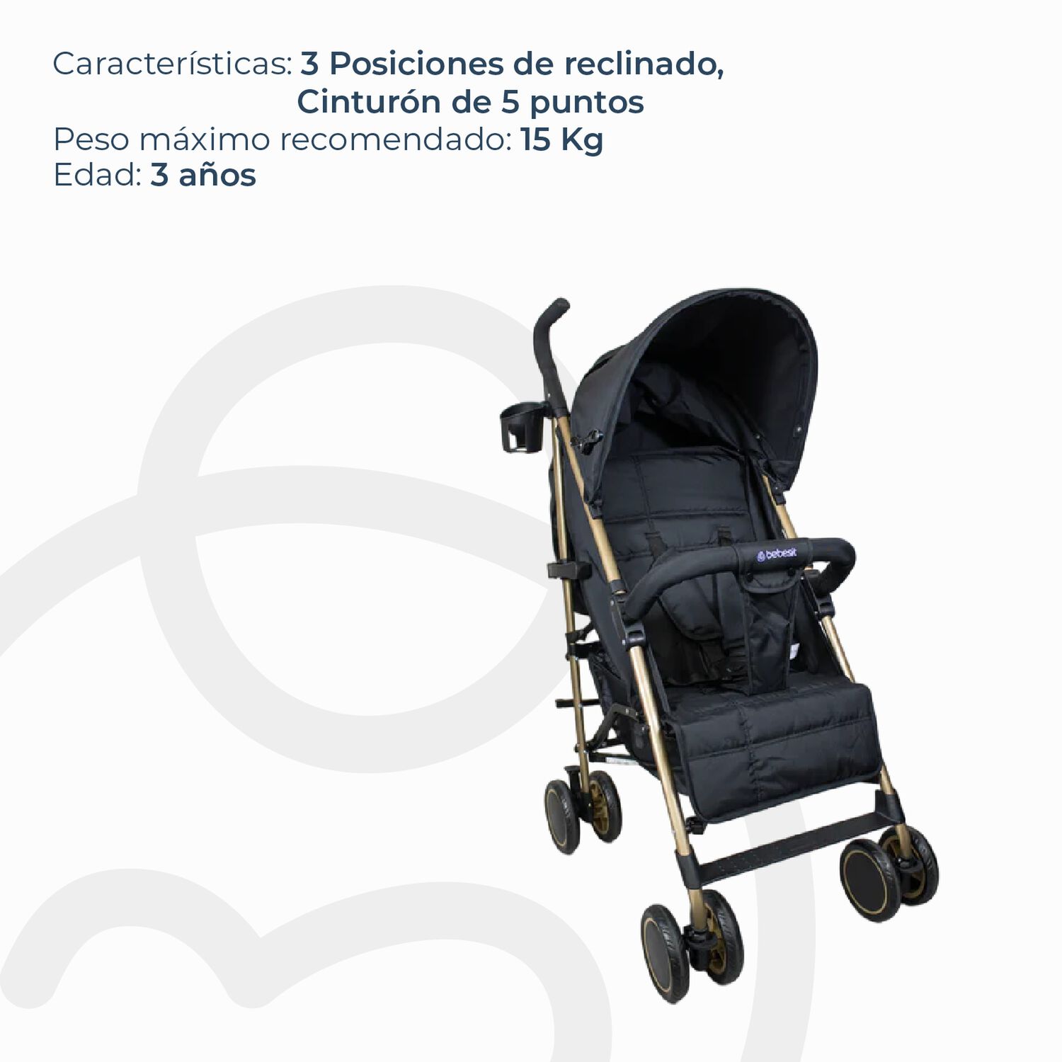 Coche Paragua Khronos Negro Bebesit image number 5.0
