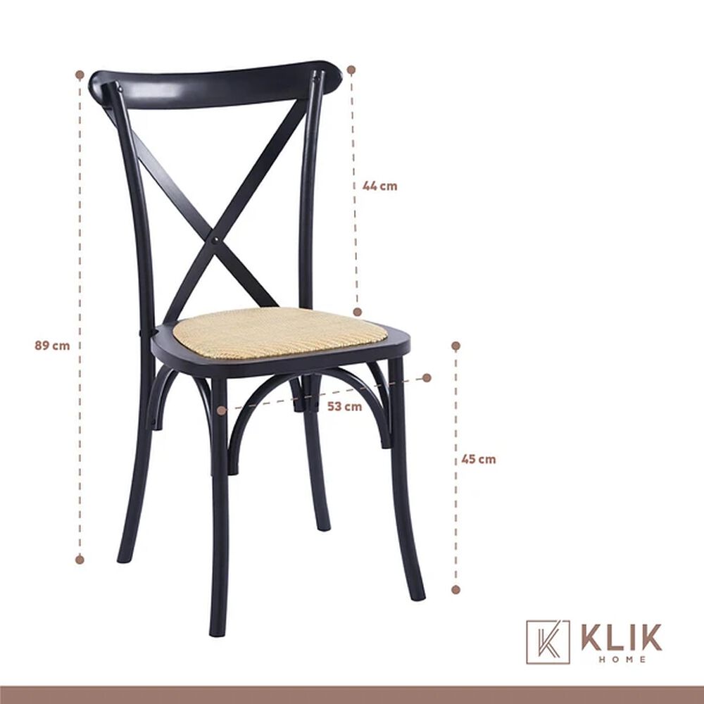 Comedor Mesa Color Madera Y Metal Cross 140x90 + 6 Sillas Crossback Madera Rattan Negra image number 5.0