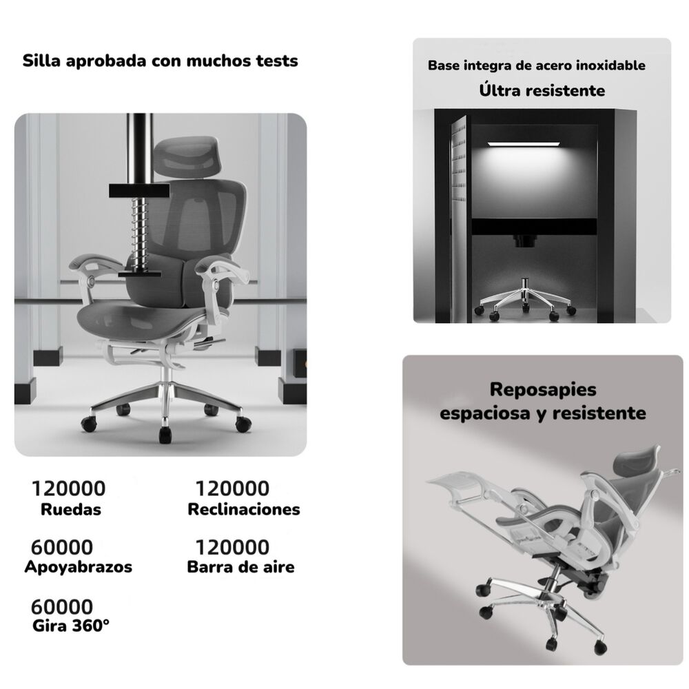 Silla De Escritorio Reclinable Reposapies E06negra Lubabycas image number 6.0