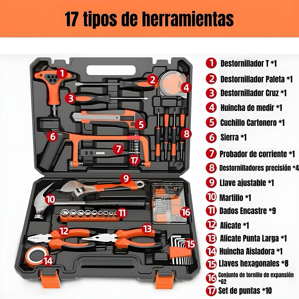 Set Herramientas 105 Piezas 17 Tipos Con Caja By Lubabycas image number 7.0