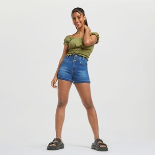 Short Pretina Ancha Tiro Alto Regular Mujer Rolly Go