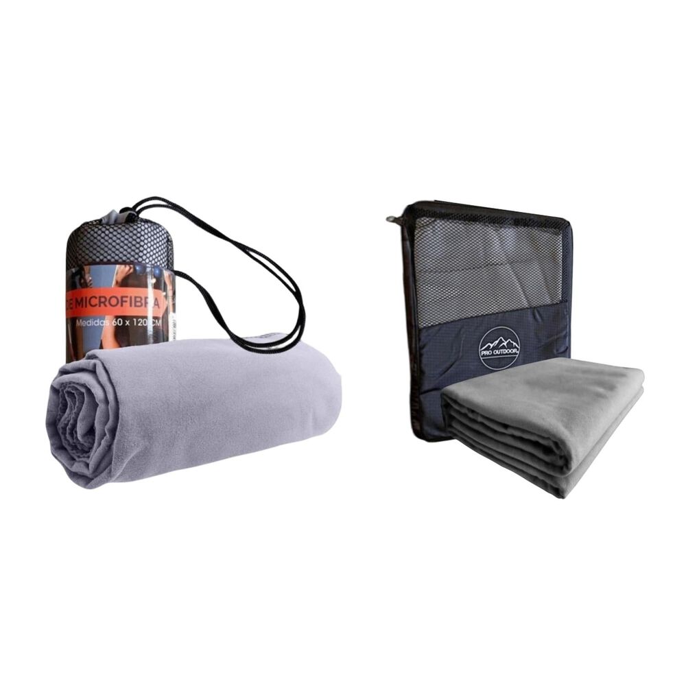 Pack Toallon Y Toalla Microfibra Suede Gris image number 0.0