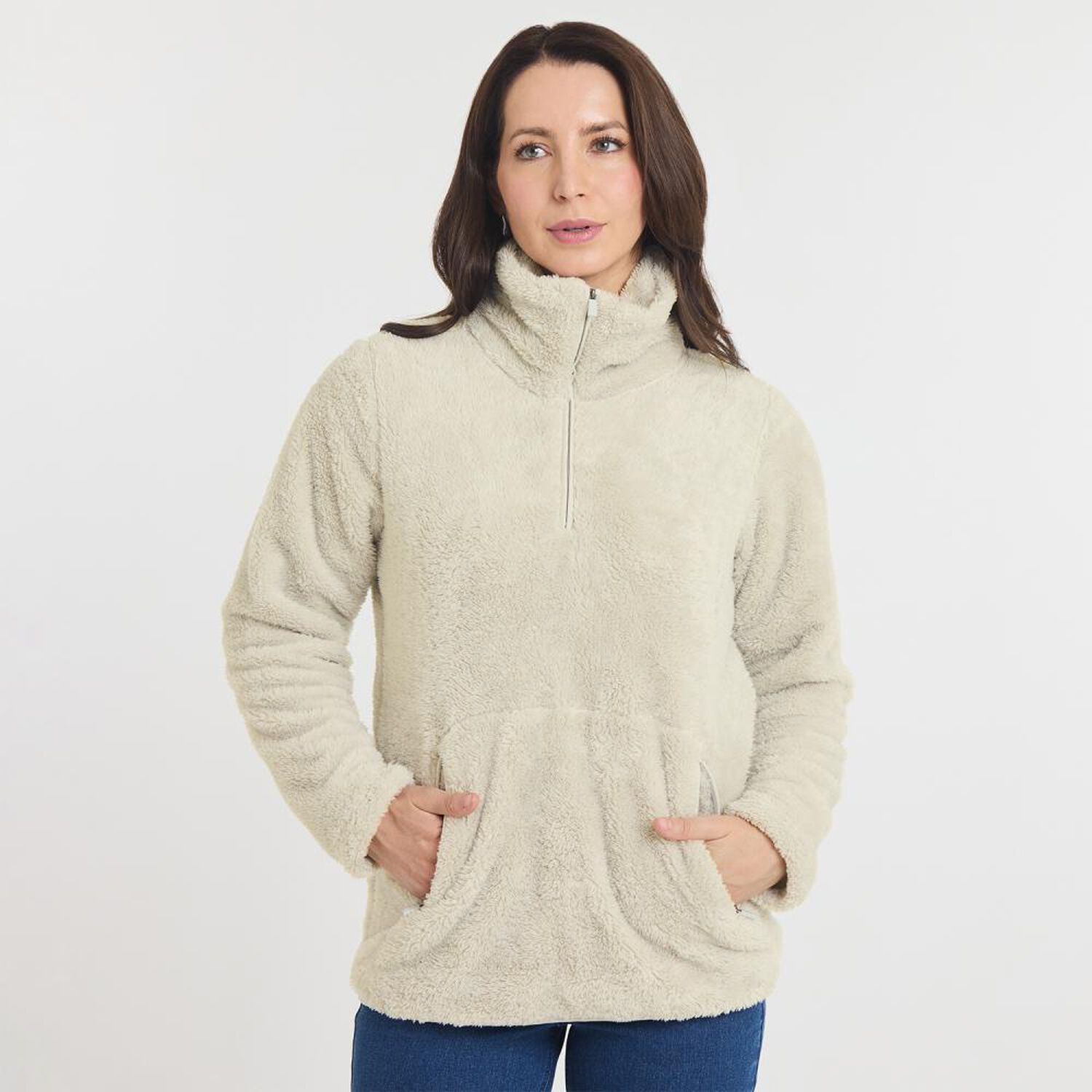 Poler&oacute;n Regular Fleece Cuello Alto Medio Cierre Mujer Geeps image number 0.0