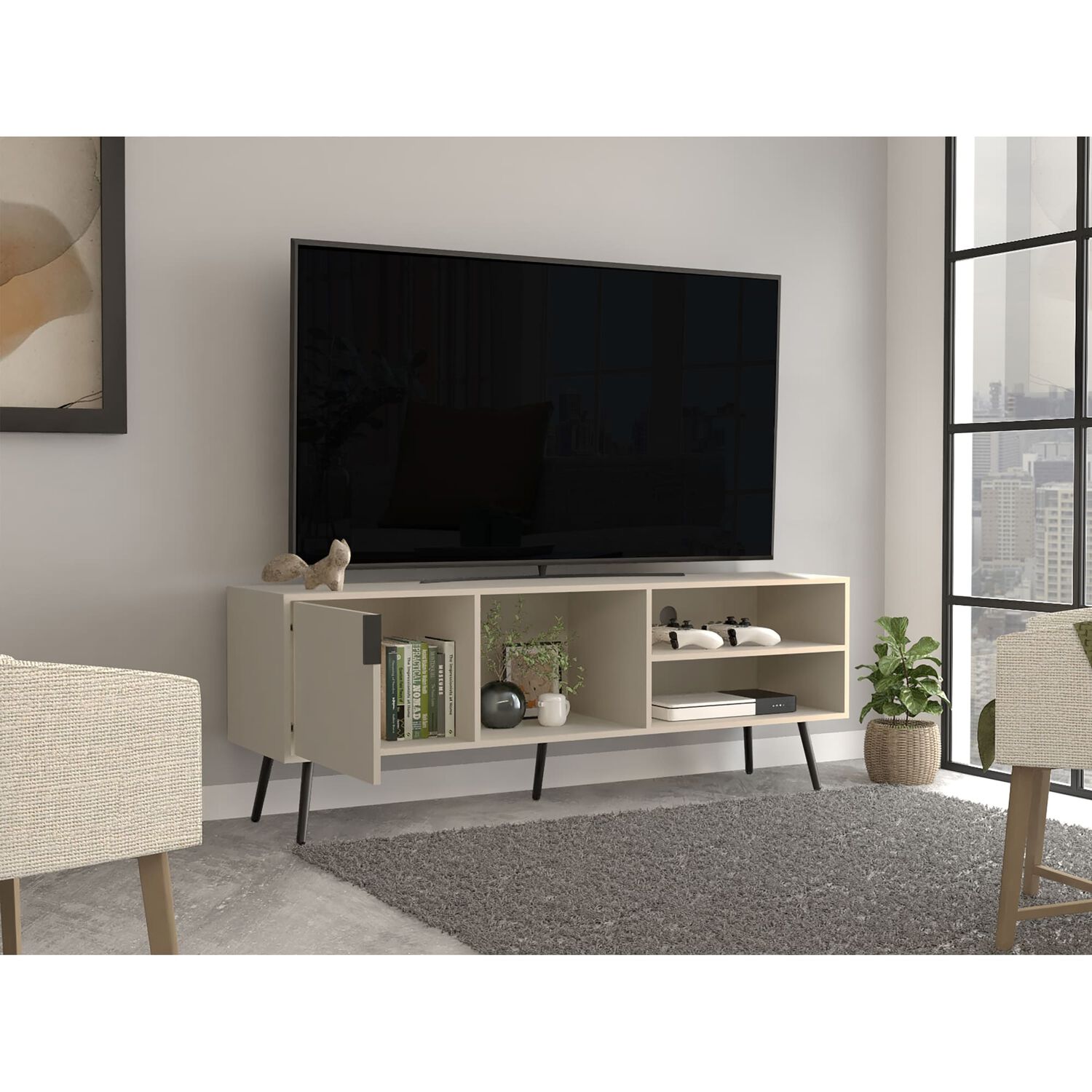 Rack Tv 65" Con 1 Puerta Abatible 58x160x40 Cm image number 5.0