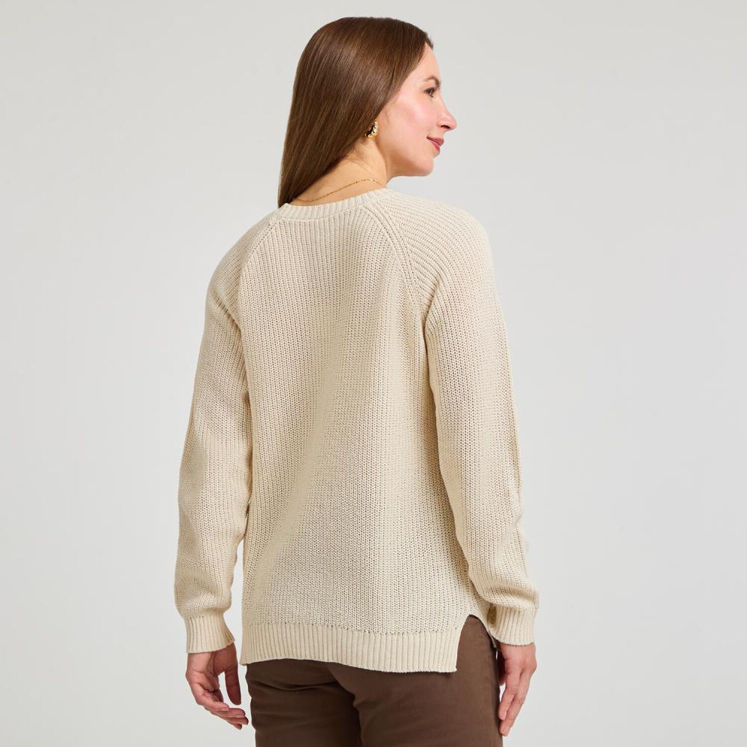 Sweater B&aacute;sico Trenzado Manga Larga Cuello Redondo Mujer Geeps image number 3.0