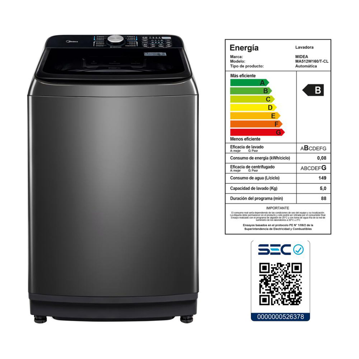 Lavadora Midea MA512W160/T-CL / 16 Kg image number 10.0