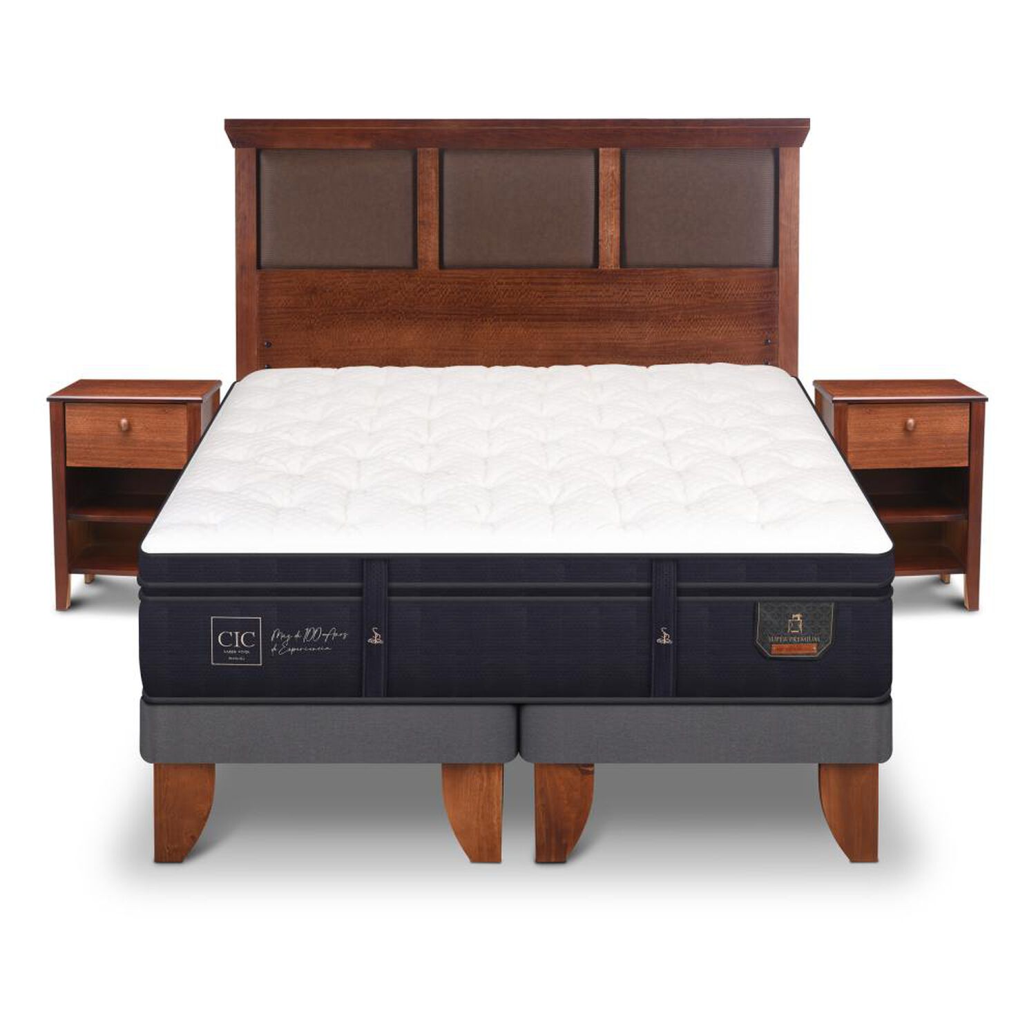 Cama Europea Cic Super Premium / 2 Plazas / Base Dividida + Set De Maderas image number 0.0