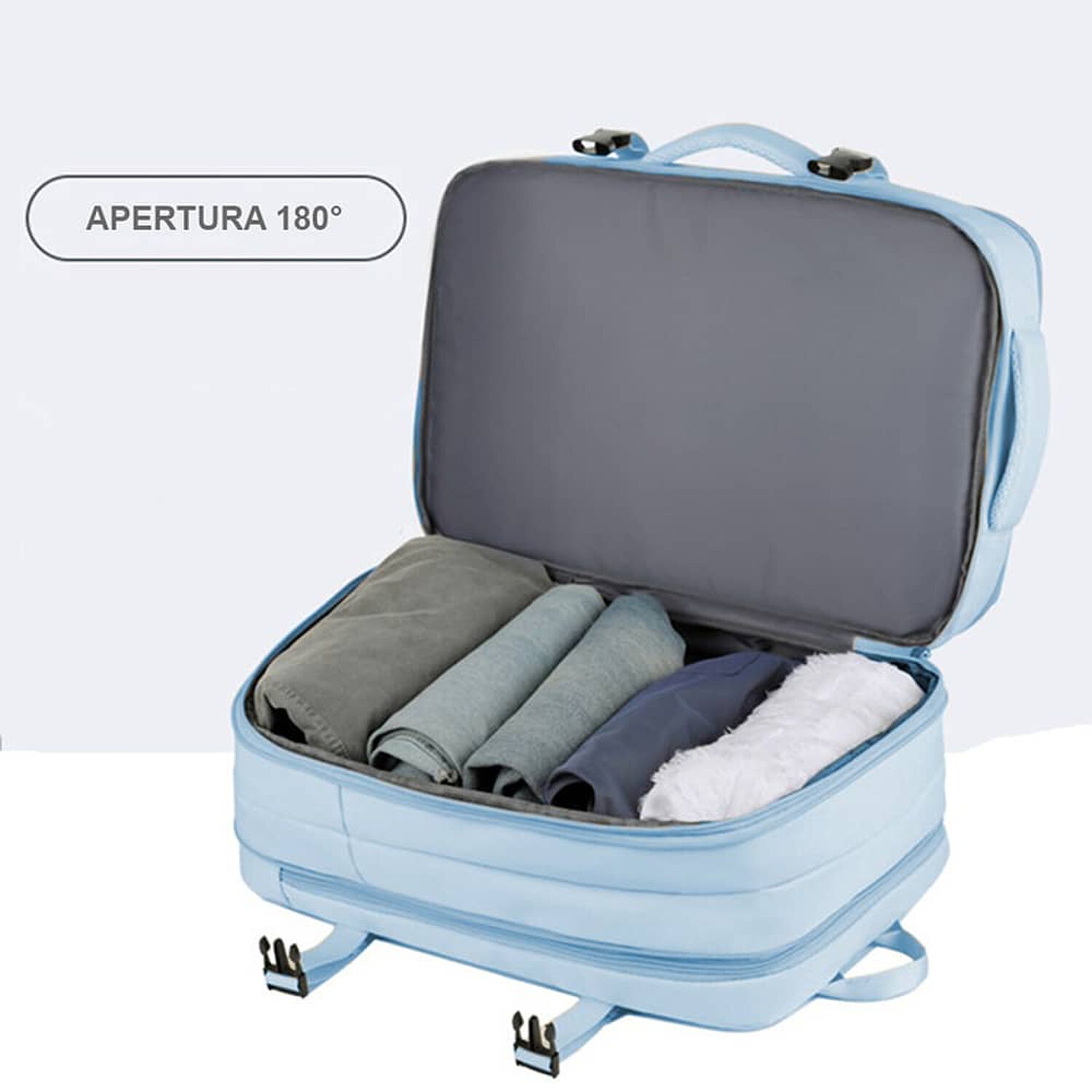 Mochila De Viaje Expandible 39 L Celeste Titanfit image number 6.0