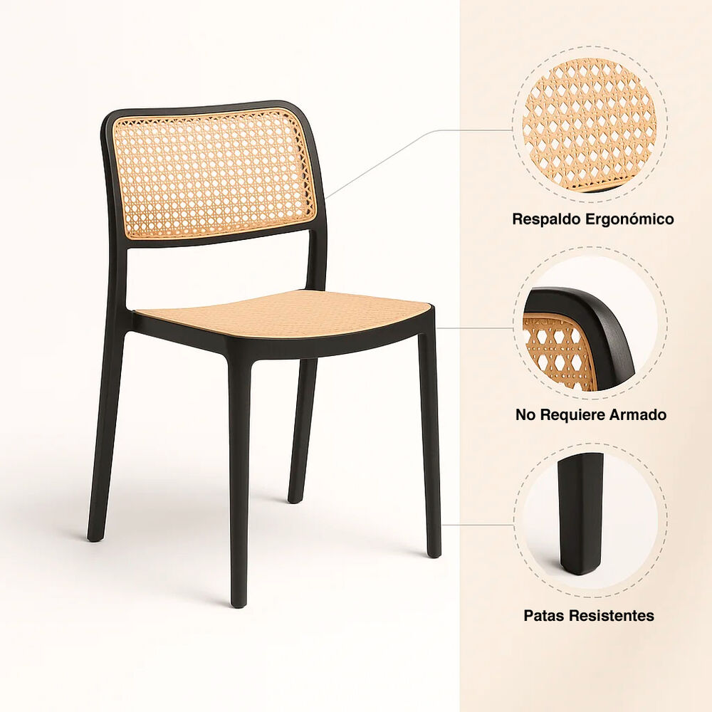 Silla De Restaurant O Terraza Comedor Hoffman Enrejada - Negra image number 11.0