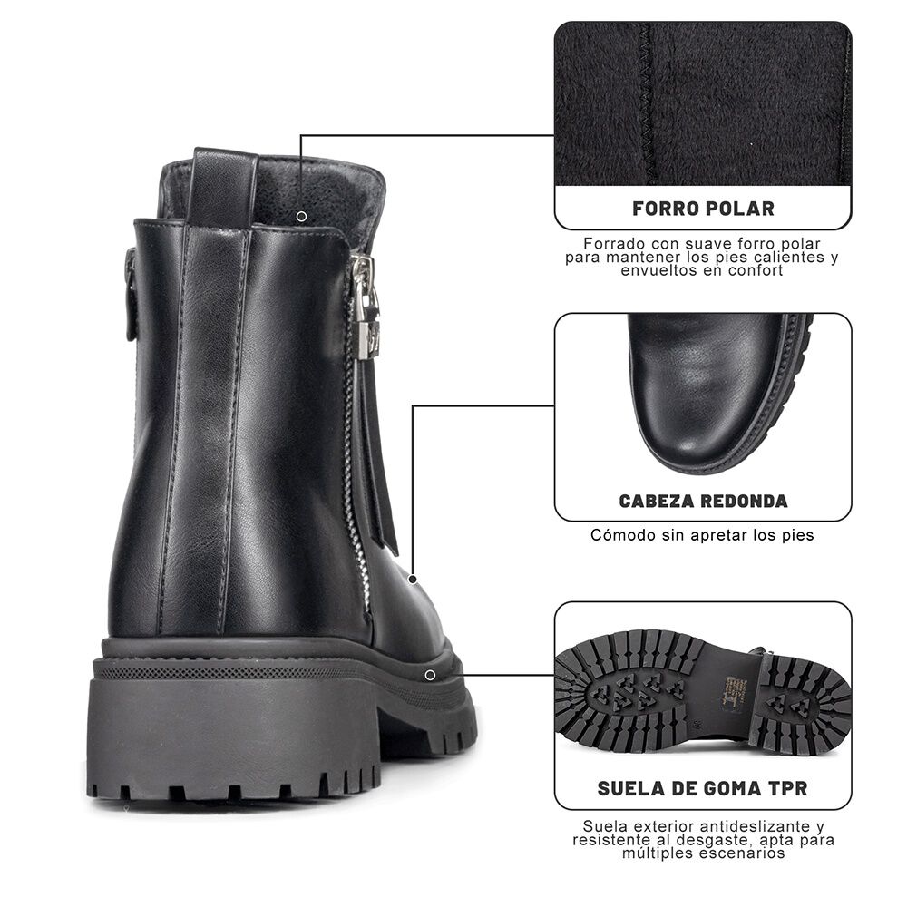 Botin Casual Mujer Eco Cuero Plataforma Vintage Weide Zs67 image number 8.0