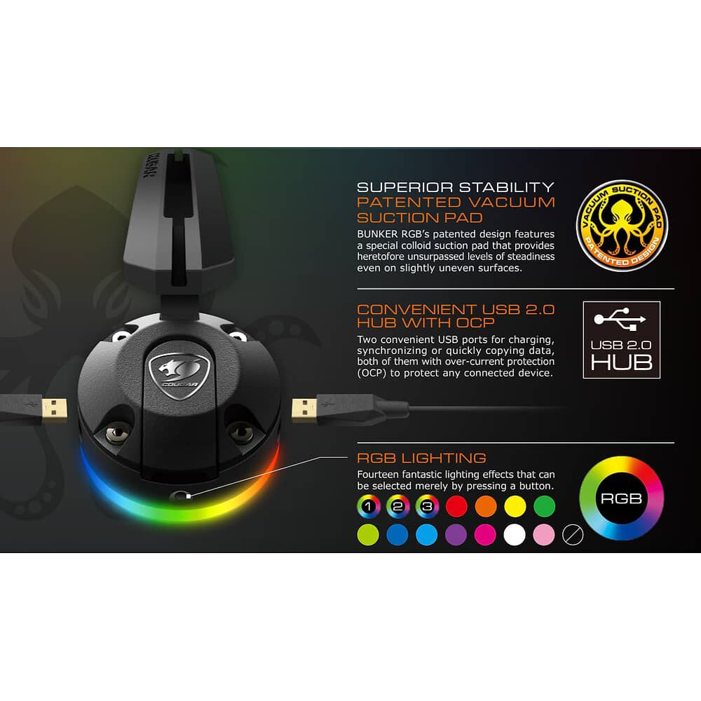 Hub Usb Gamer Cougar Bunker + Bungee Mouse Full Rgb image number 7.0