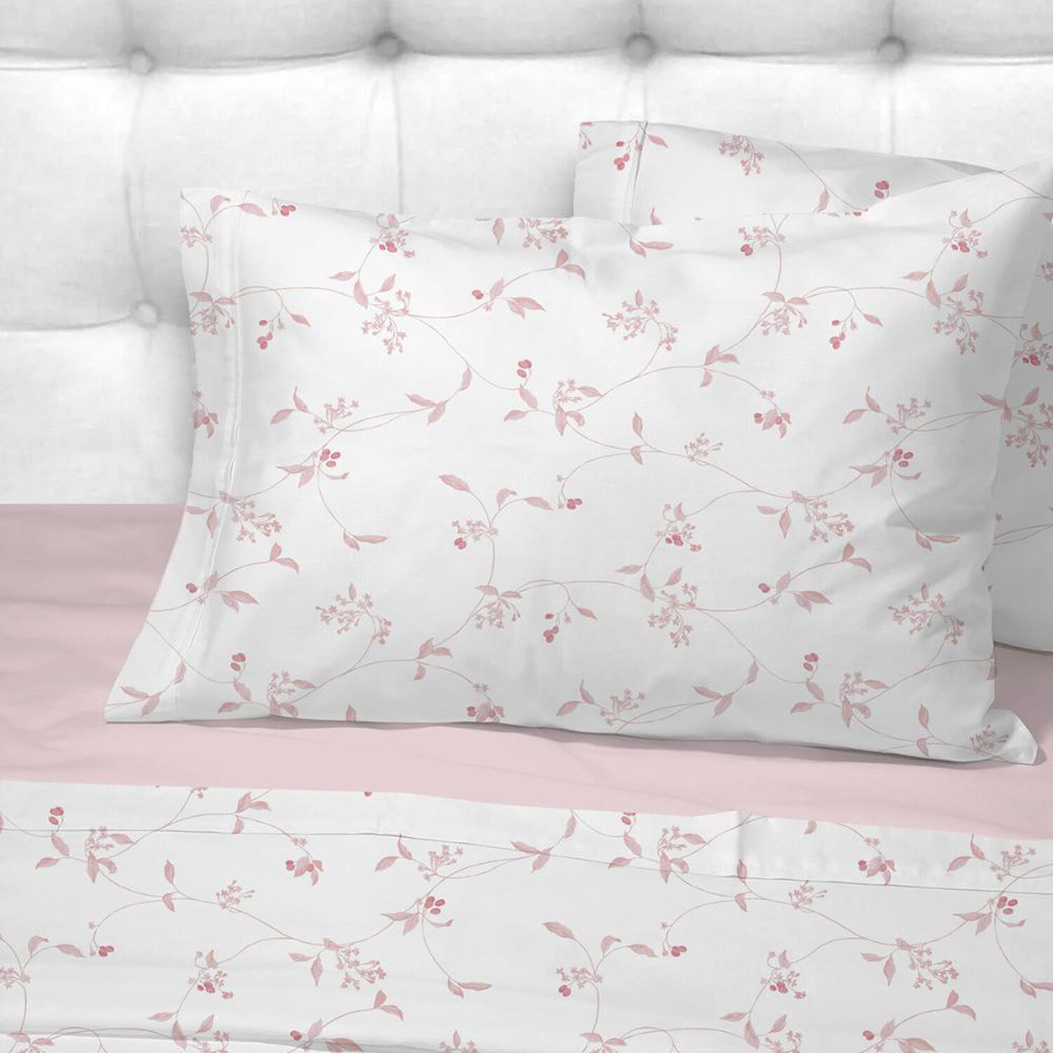 Sabanas Andes 180 Hilos Estampada Enredadera Rosa King image number 1.0
