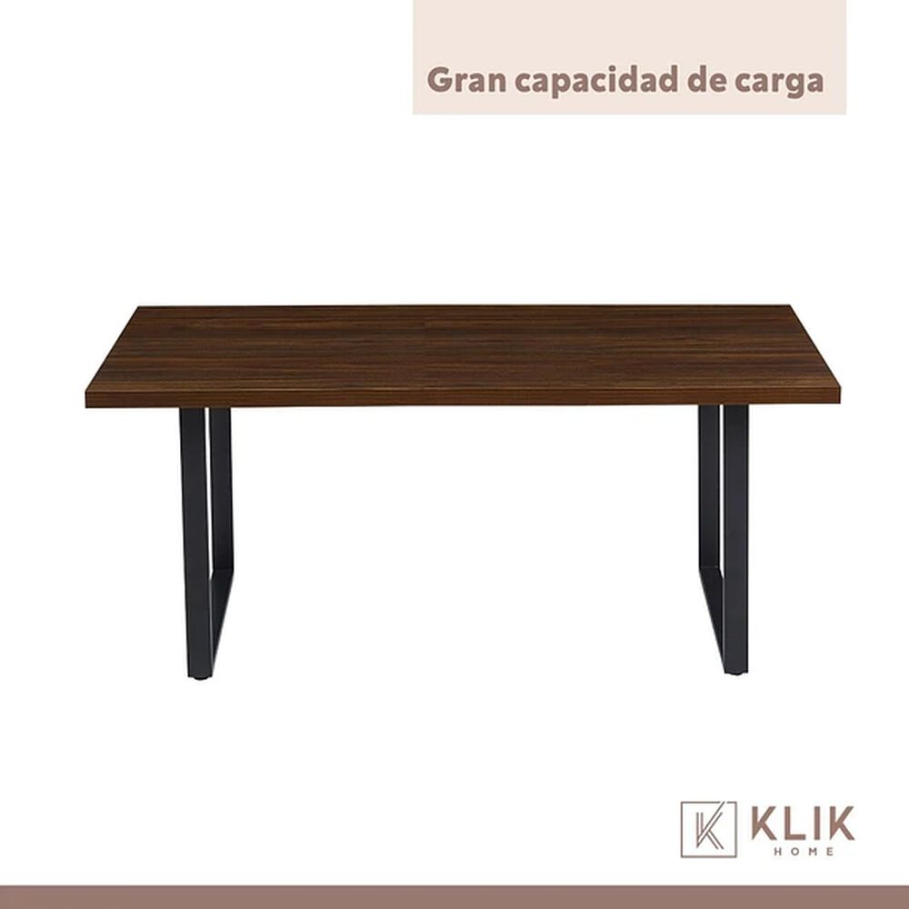 Comedor Industrial 160x90 Oscura + 6 Sillas Tolix Negras Con Asiento De Madera Oscura Walnut image number 6.0