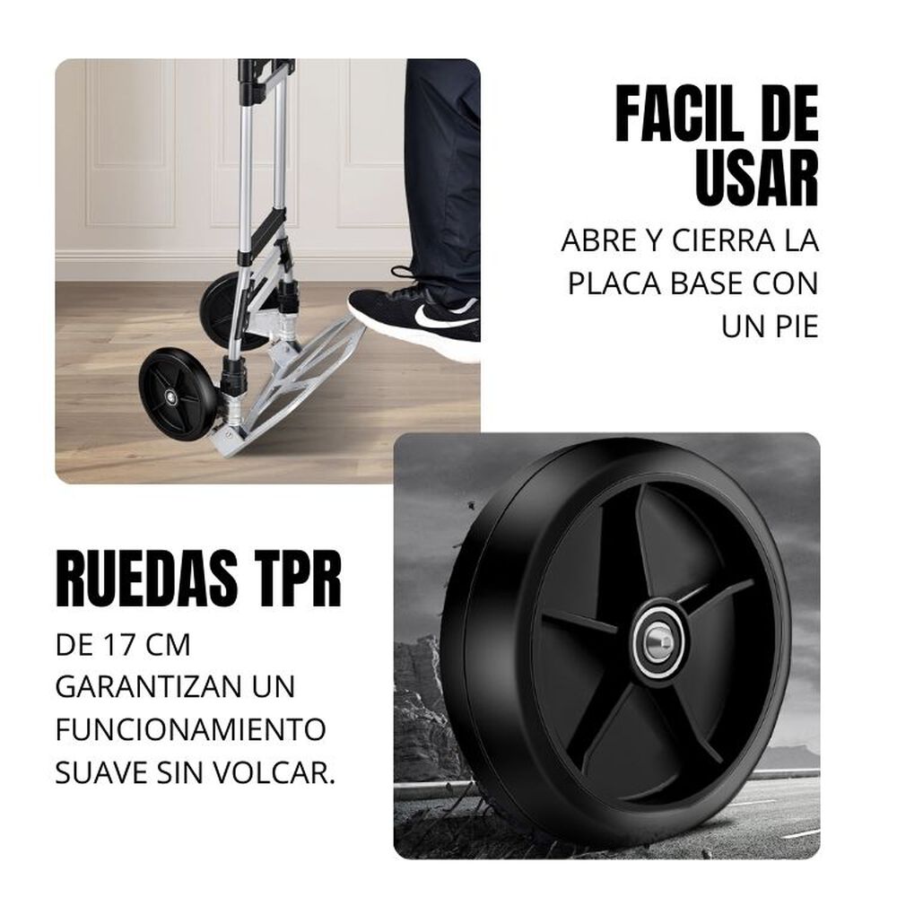 Carretilla De Carga Yegua Plegable Extensible Soporte 100 Kg image number 5.0