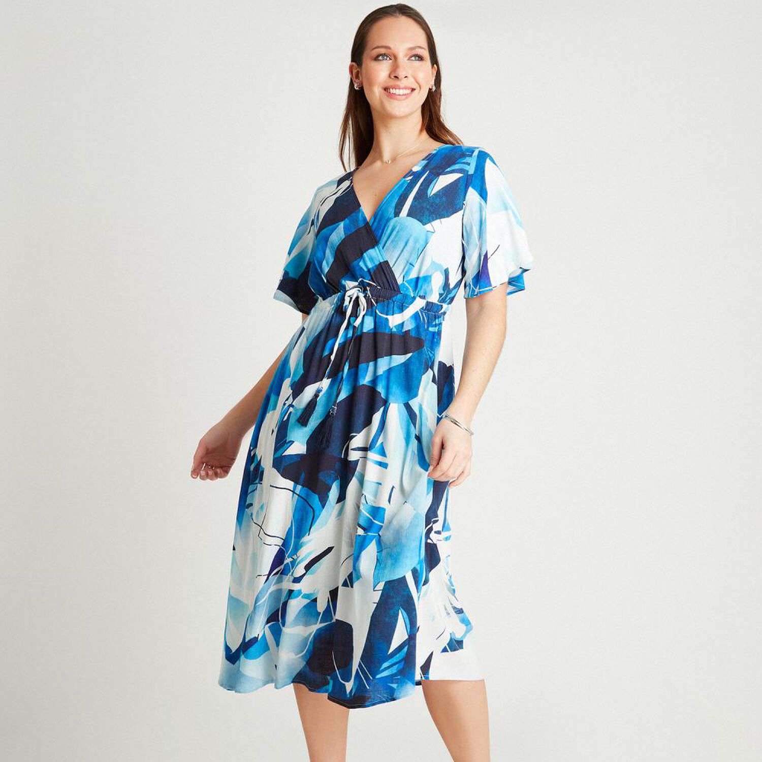 Vestido Regular Manga Corta Cuello Escotado Mujer Lorenzo Di Pontti image number 0.0