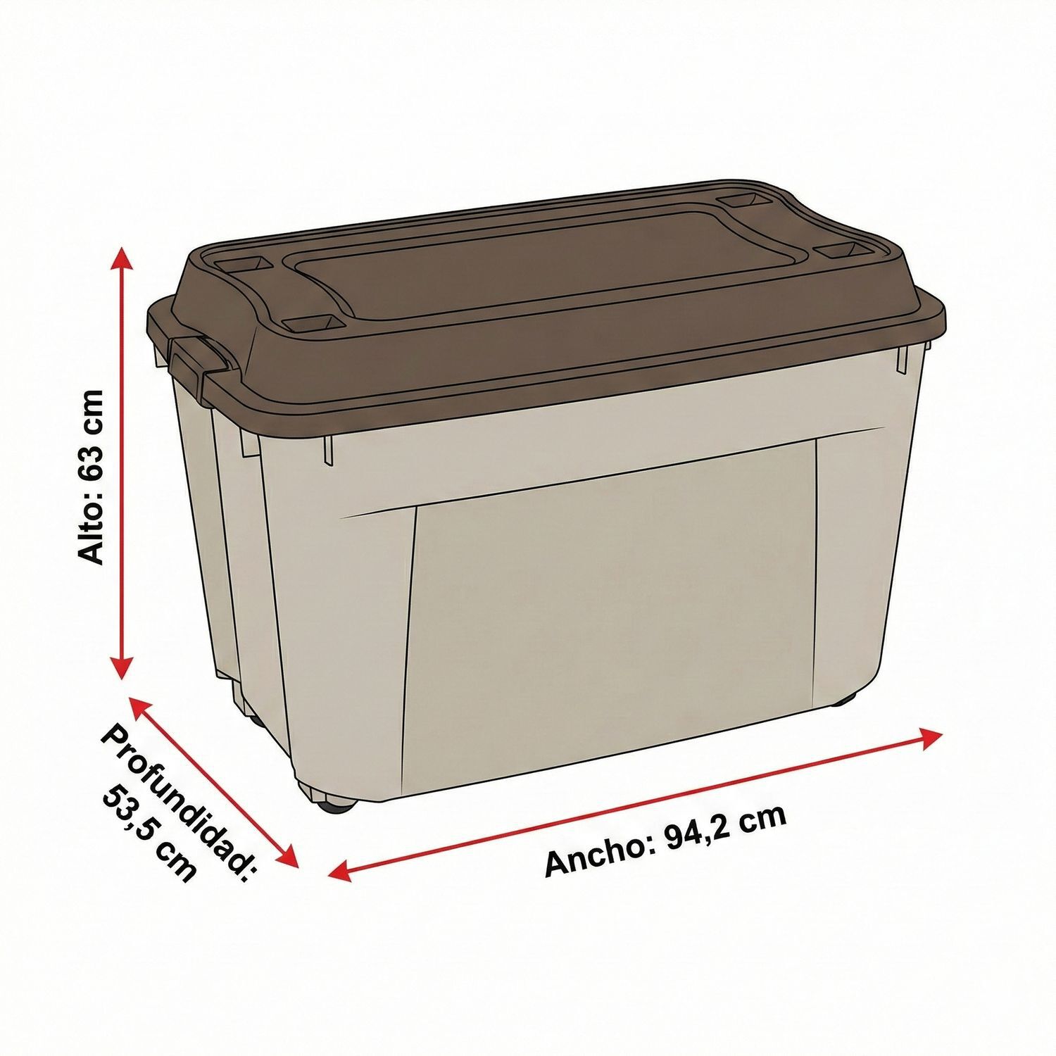 Caja Baul 210 Litros Reyplast Color Beige Tapa Cafe image number 7.0