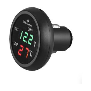 Cargador De Celular Auto Termometro Volt&iacute;metro Carga Rapida 2.1amp Led Al Encendedor Del Carro