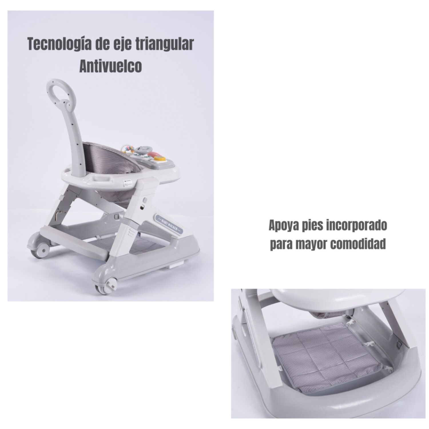 Andador Caminador 5 En 1 Con Apoya Pies Gris Lubabycas image number 7.0