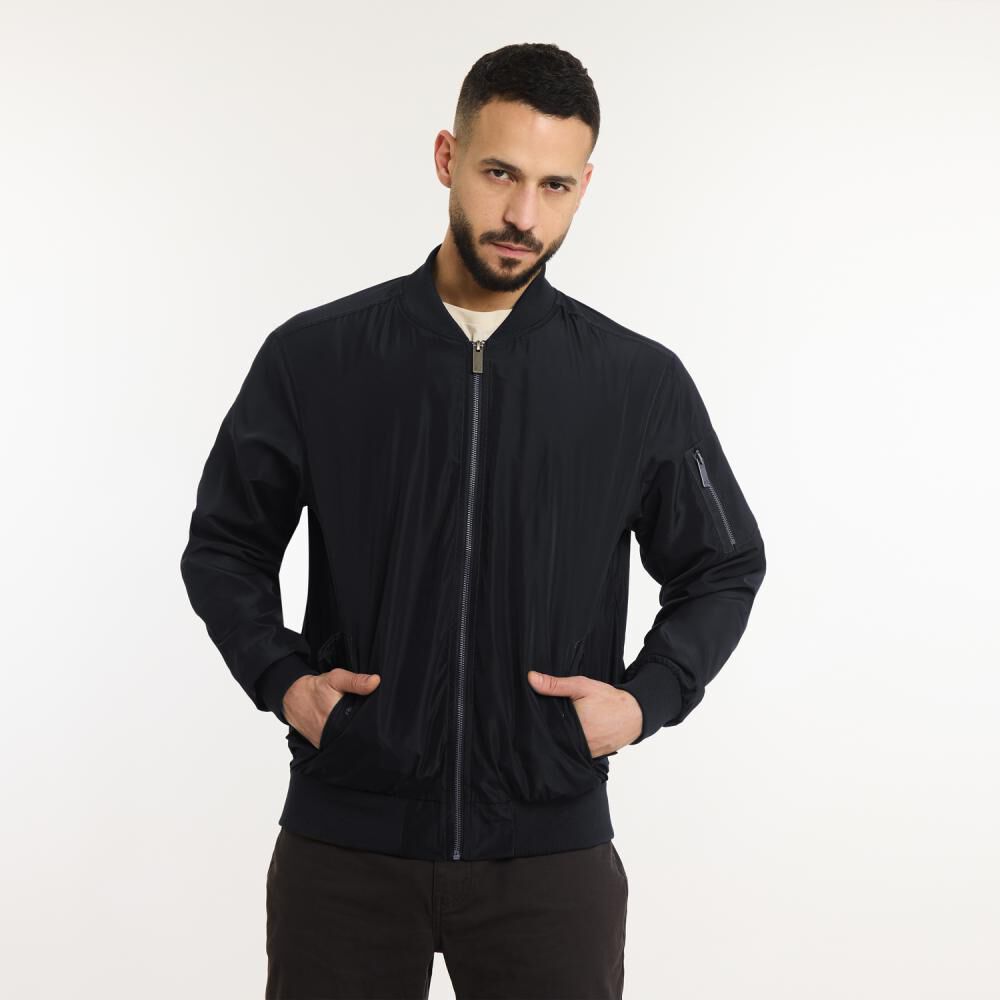 Chaqueta Bomber Slim Cuello Redondo Hombre Az Black image number 0.0