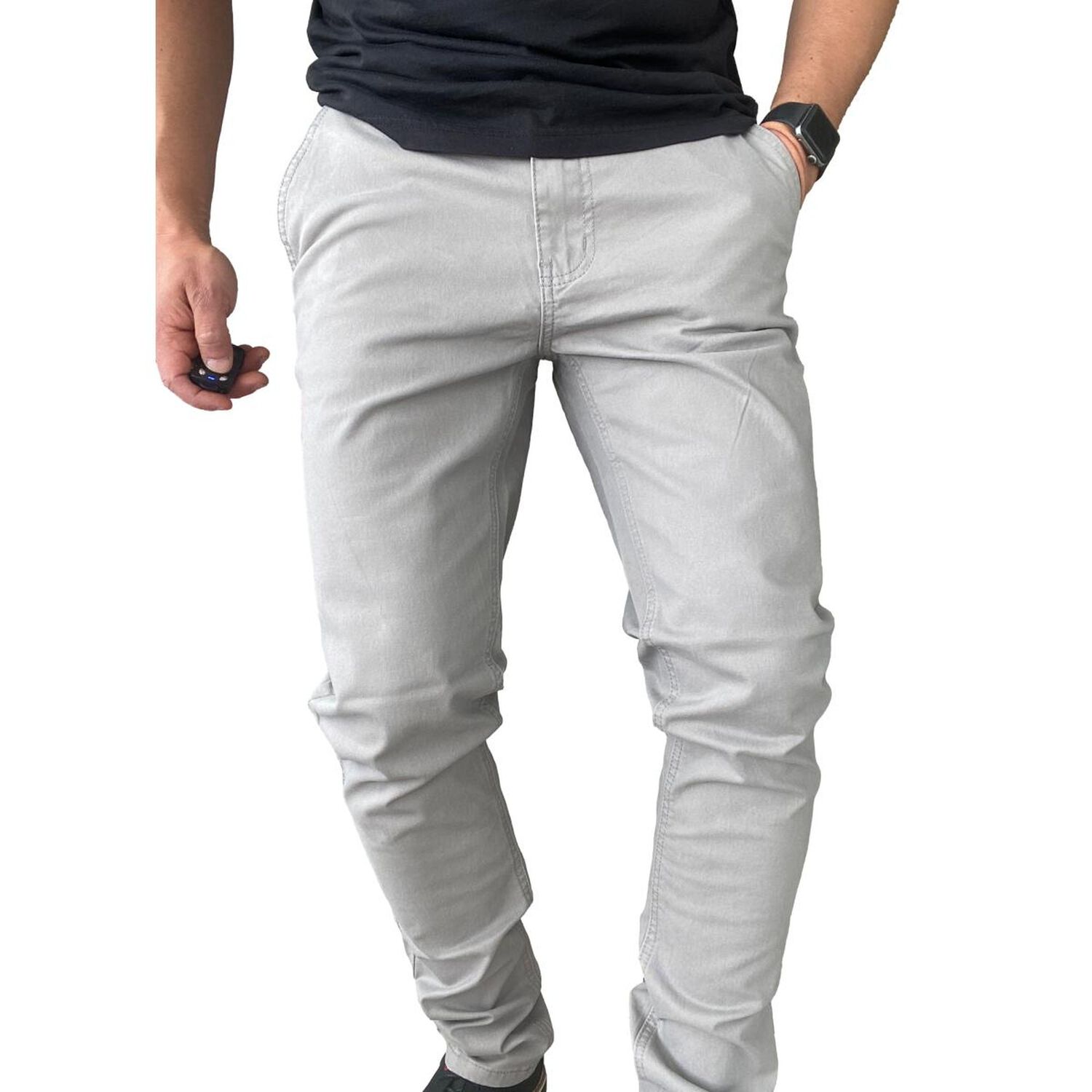 Pantal&oacute;n Elasticados Slim Fit Gabardina Gris Hombre image number 5.0