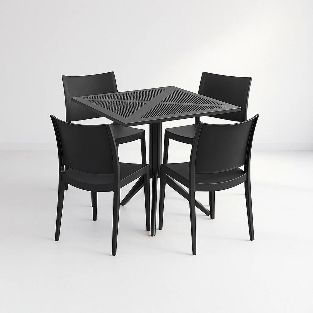 Mesa Restaurant 80x80 Polipropileno + 4 Sillas De Restaurante - Negra image number 0.0