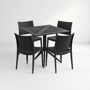 Mesa Restaurant 80x80 Polipropileno + 4 Sillas De Restaurante - Negra
