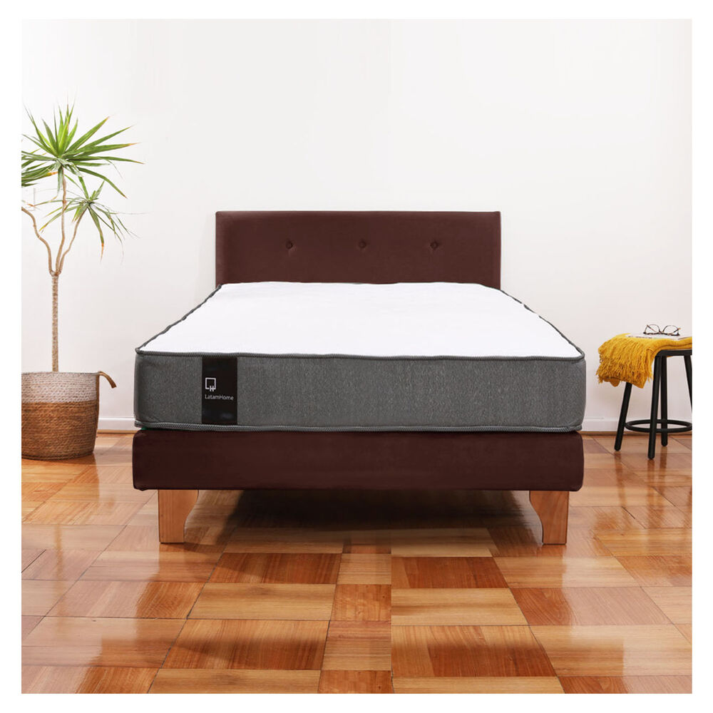 Cama Europea Zen Best 1.5 Plaza Tela Velvet Chocolate + Respaldo image number 0.0