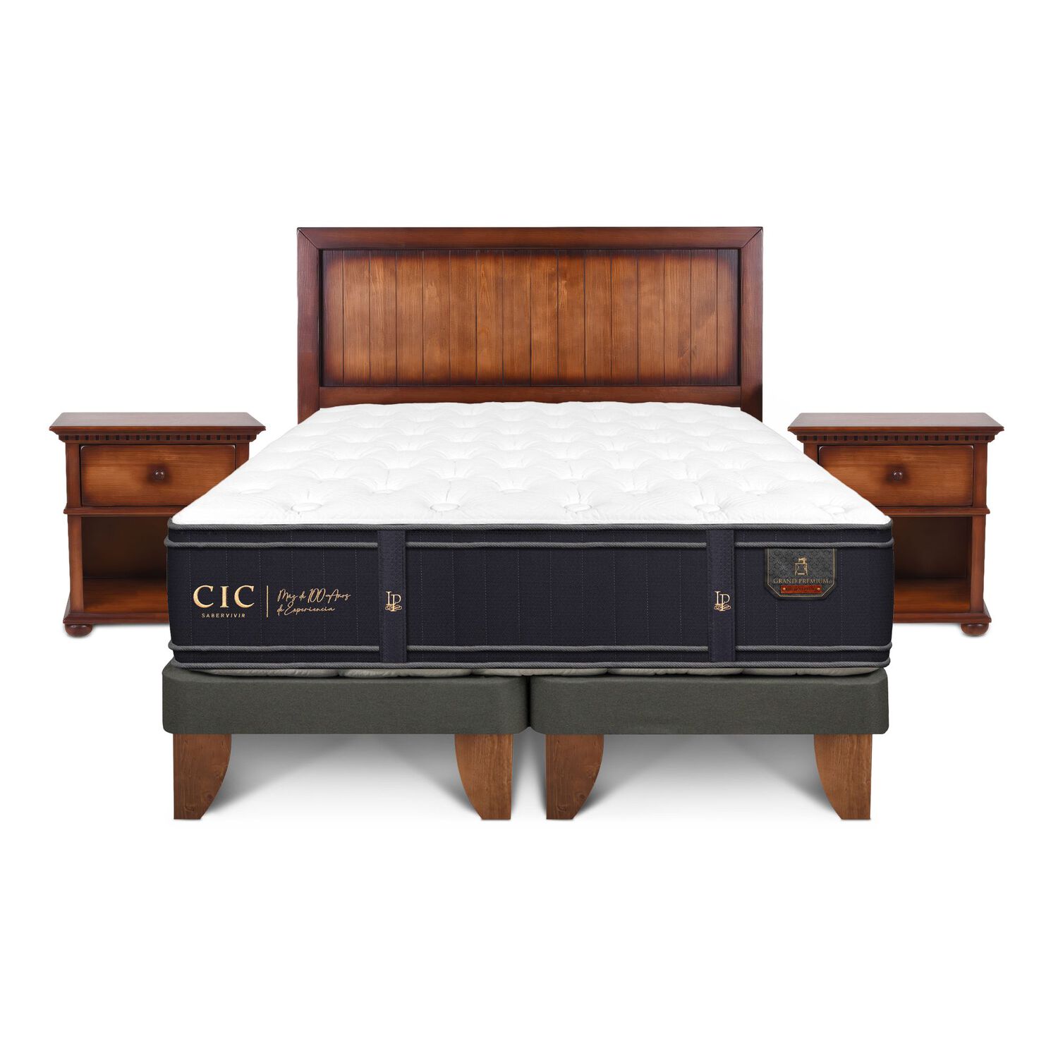 Cama Europea Cic Grand Premium / 2 Plazas / Base Dividida + Set De Maderas image number 0.0