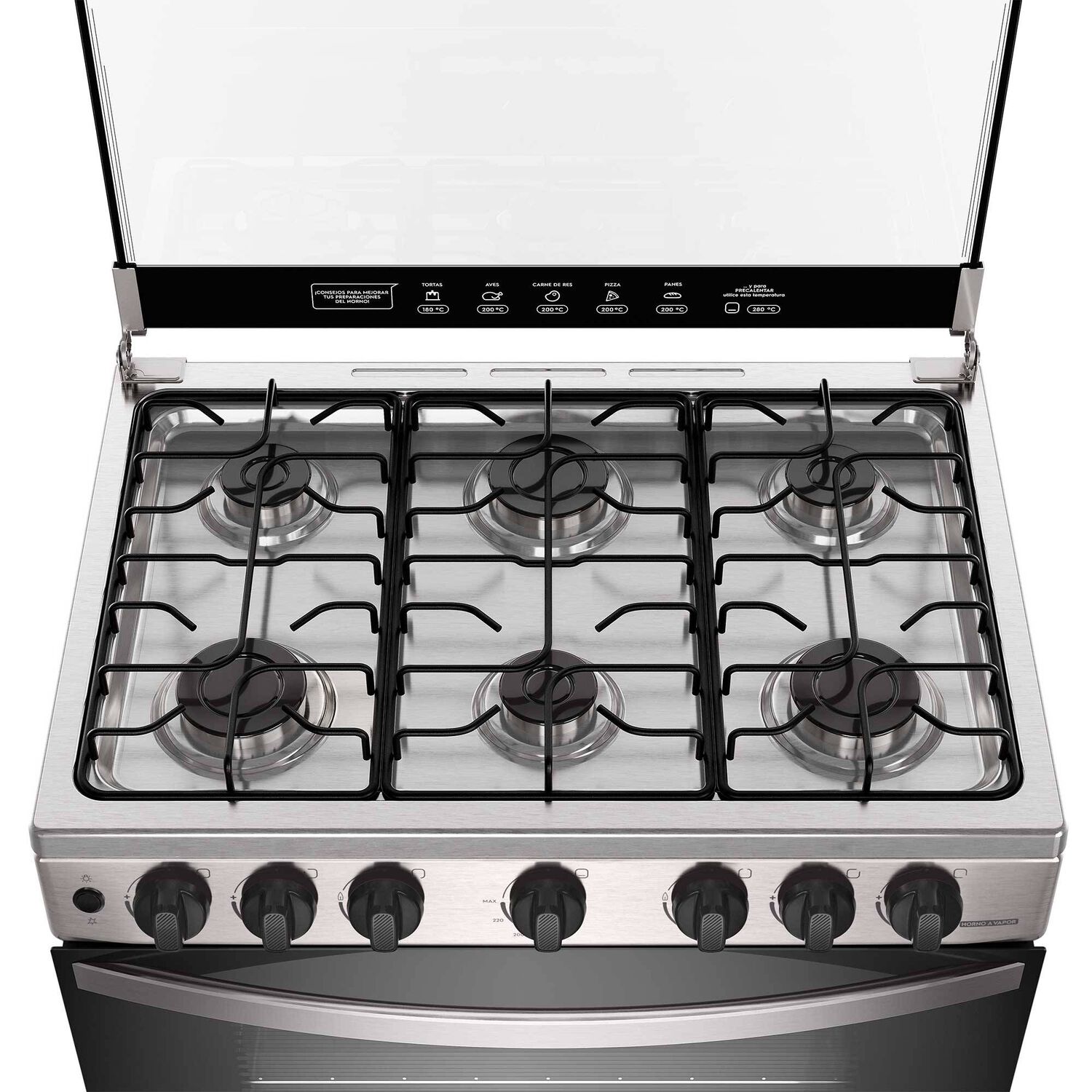 Cocina A Gas 6 Platos Horno Vapor Y Parrillas Alambr&oacute;n Fm6lsc Inox image number 4.0