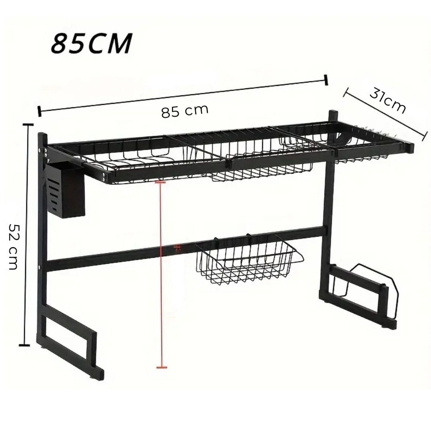 Escurridor De Platos Fregadero 2 Niveles Ajustable Acero Al Carbono Inox image number 3.0