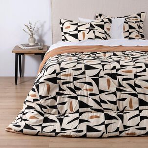 Plumon Estampado Nahuel 2 Plazas Negro