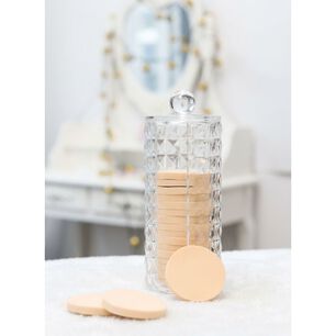 Organizador Cosm&eacute;tico Transparente Porta Discos Algod&oacute;n Con Tapa