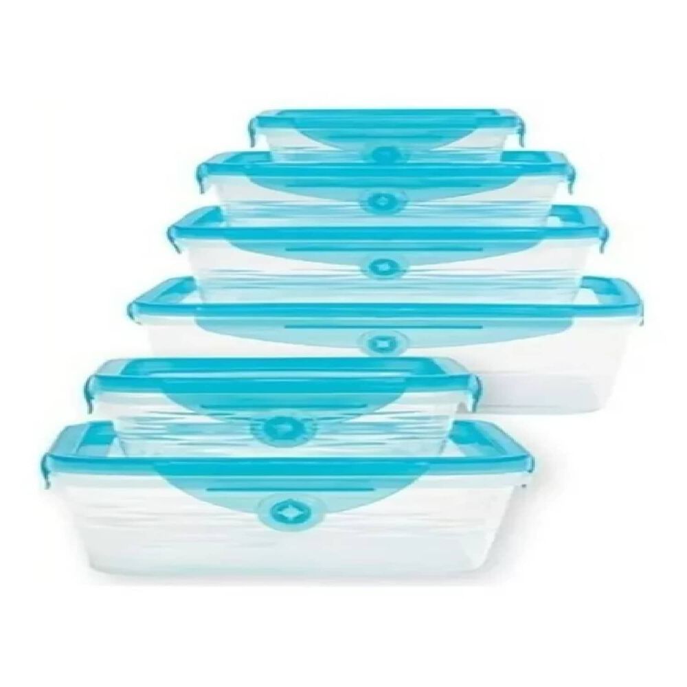 Tuper Tupper Hermetico Pack 6 + Tapa Silicona Flexible Color Celeste image number 0.0