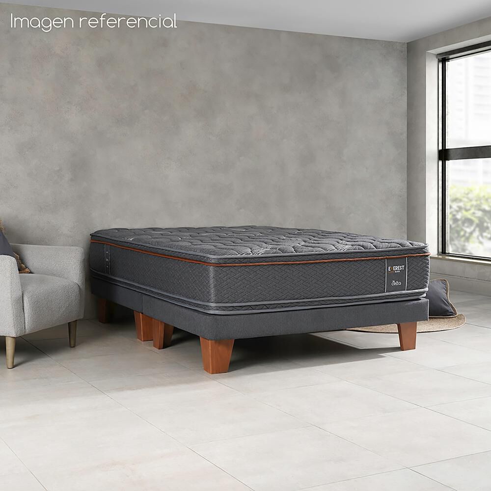 Cama Europea Celta Everest Cooper Black / 2 Plazas / Base Dividida + Set De Maderas image number 3.0