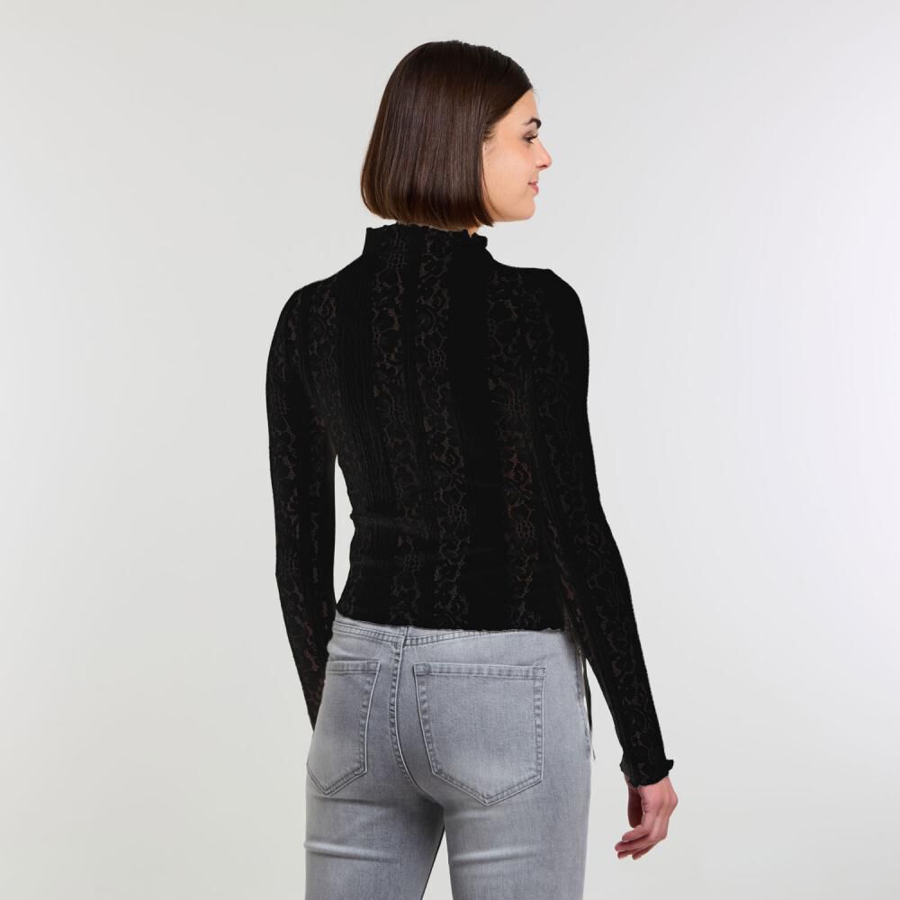 Polera Encaje Manga Larga Cuello Alto Mujer Rolly Go image number 2.0