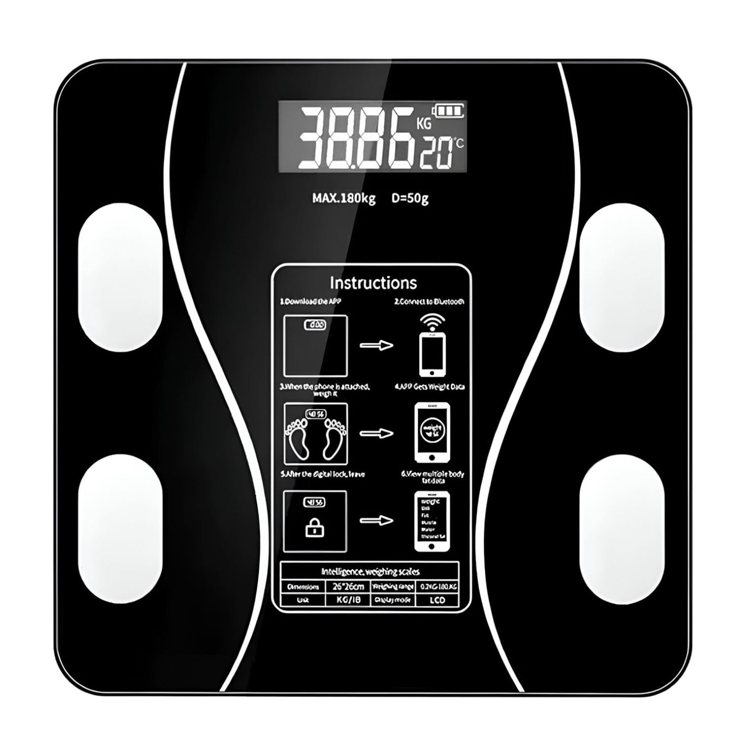 Smartfit Pro Balanza Cuadrada Inteligente Para Hogar Negro image number 0.0
