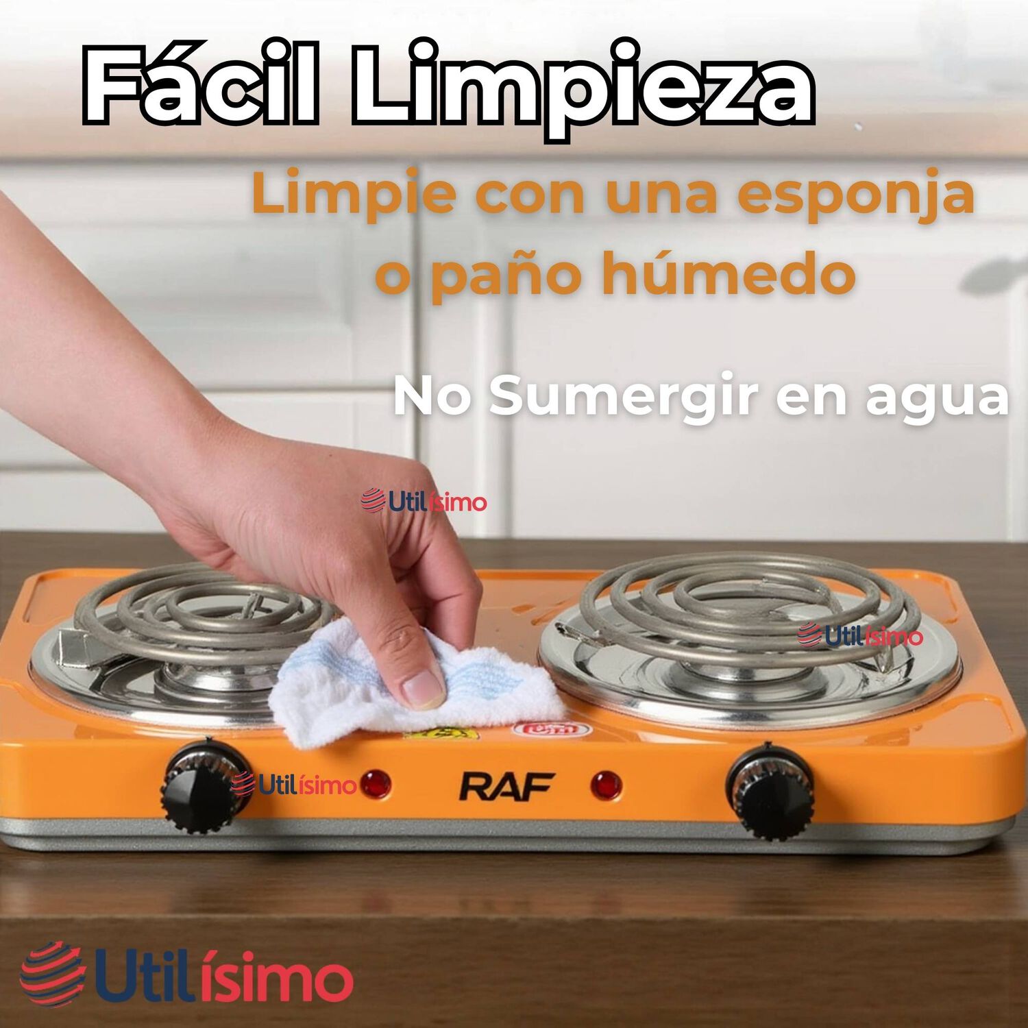 Cocina El&eacute;ctrica 2 Platos 2000w Cocinilla Port&aacute;til Naranja image number 4.0
