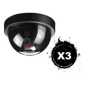 Pack 3 Cámara Falsa Domo Vigilancia Realista Sin Cable Aa