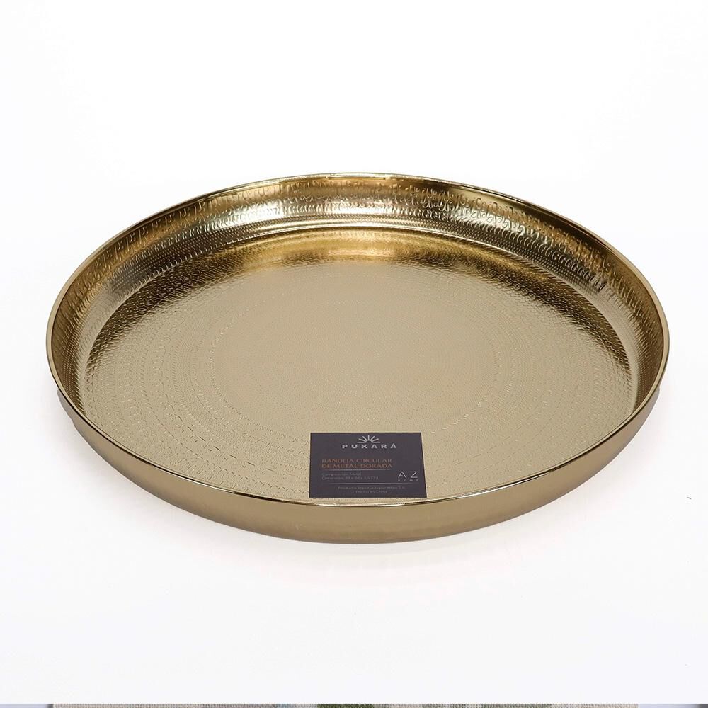 Bandeja Circular De Metal Dorada Az Home / 34 Cm image number 0.0
